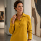 🧶 Textured Comfort | Women's Waffle-Knit Henley Long-Sleeve Top