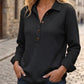 🧶 Textured Comfort | Women's Waffle-Knit Henley Long-Sleeve Top