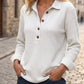 🧶 Textured Comfort | Women's Waffle-Knit Henley Long-Sleeve Top