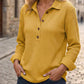 🧶 Textured Comfort | Women's Waffle-Knit Henley Long-Sleeve Top