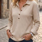 🧶 Textured Comfort | Women's Waffle-Knit Henley Long-Sleeve Top