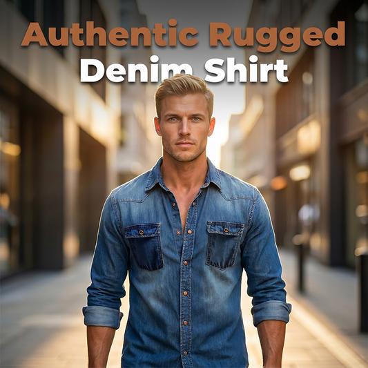 ✨ Rugged Everyday Style | Men's Tailored Denim Button-Down Shirt