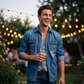 ✨ Rugged Everyday Style | Men's Tailored Denim Button-Down Shirt