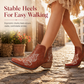🤠 Western Charm | Women's V-Cut Embroidered Block-Heel Ankle Boots ⚡ Free Shipping