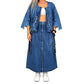 💙 Denim With an Edge | Women's Raw-Edge Cropped Jacket & Cargo Maxi Skirt Set ⚡ Free Shipping