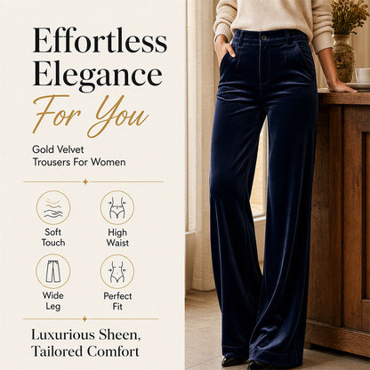 ✨ Elevated Comfort | Women's High-Waisted Velvet Wide-Leg Pants