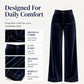 ✨ Elevated Comfort | Women's High-Waisted Velvet Wide-Leg Pants