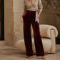 ✨ Elevated Comfort | Women's High-Waisted Velvet Wide-Leg Pants