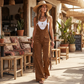 🤠 Western Statement Style | Women's Suede-Look Fringe Wide-Leg Overalls