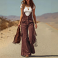 🤠 Western Statement Style | Women's Suede-Look Fringe Wide-Leg Overalls