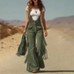 🤠 Western Statement Style | Women's Suede-Look Fringe Wide-Leg Overalls