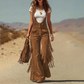 🤠 Western Statement Style | Women's Suede-Look Fringe Wide-Leg Overalls