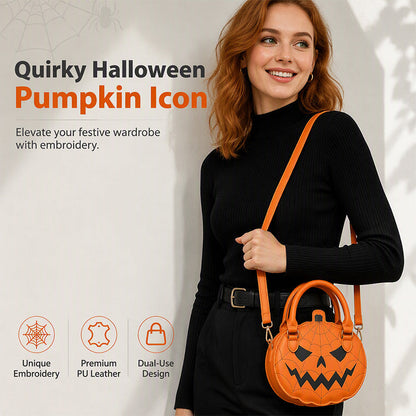 🎃 Halloween Favorite | Pumpkin Embroidered PU Leather Handbag