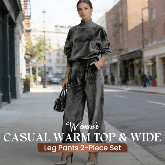 ☁️ Cozy Made Effortless | Women's Warm Top & Wide-Leg Pants 2-Piece Set ⚡ Free Shipping
