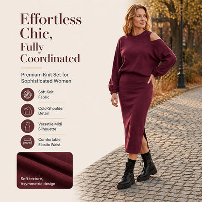✨ One Set, Two Easy Looks | Women's Slanted-Shoulder Sweatshirt & Sleeveless Dress Set