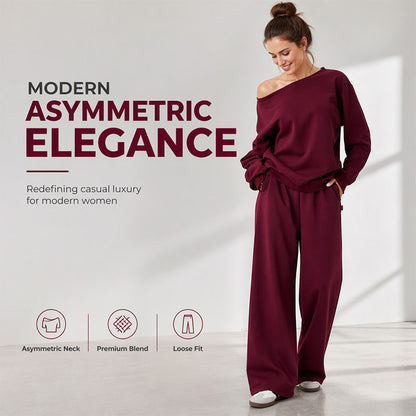 ✈️ Travel-Ready Comfort | Women's Contrast-Piping Sweatshirt & Wide-Leg Pants Set ⚡ Free Shipping