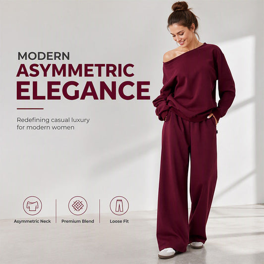 ✈️ Travel-Ready Comfort | Women's Contrast-Piping Sweatshirt & Wide-Leg Pants Set ⚡ Free Shipping