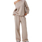 ✈️ Travel-Ready Comfort | Women's Contrast-Piping Sweatshirt & Wide-Leg Pants Set ⚡ Free Shipping