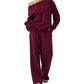 ✈️ Travel-Ready Comfort | Women's Contrast-Piping Sweatshirt & Wide-Leg Pants Set ⚡ Free Shipping