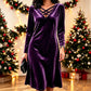 ✨ Velvet Elegance | Women's Criss-Cross V-Neck Midi Dress