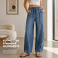 👖 Pull On & Go | Women's Elastic-Waist Relaxed Wide-Leg Jeans