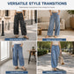👖 Pull On & Go | Women's Elastic-Waist Relaxed Wide-Leg Jeans