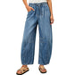 👖 Pull On & Go | Women's Elastic-Waist Relaxed Wide-Leg Jeans