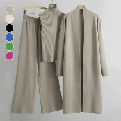 ✨ Three Pieces, Endless Looks | Women's Knit Vest, Cardigan & Pants Set ⚡ Free Shipping
