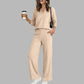 ✨ One Set, More Ways to Wear | Women's V-Neck Top & Wide-Leg Pants 2-Piece Set