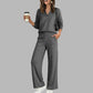 ✨ One Set, More Ways to Wear | Women's V-Neck Top & Wide-Leg Pants 2-Piece Set