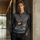 🫎 Outdoor Character | Men's Moose Print Long-Sleeve Collared Top