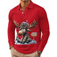 🫎 Outdoor Character | Men's Moose Print Long-Sleeve Collared Top