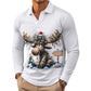 🫎 Outdoor Character | Men's Moose Print Long-Sleeve Collared Top