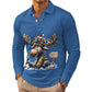 🫎 Outdoor Character | Men's Moose Print Long-Sleeve Collared Top