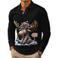🫎 Outdoor Character | Men's Moose Print Long-Sleeve Collared Top