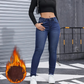 ❄️ Warm Denim Without the Bulk | Women's High-Stretch Plush-Lined Skinny Jeans