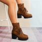 👢 Lace-Up Style, Stable Steps | Women's Chunky-Heel Ankle Booties
