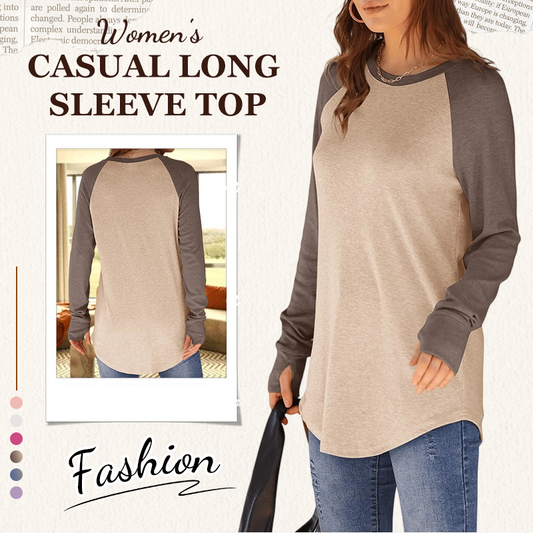 ✨ Easy Everyday Style | Women's Relaxed Round-Neck Long-Sleeve Top