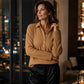 🧶 Textured Comfort | Women's Waffle-Knit Collared Long-Sleeve Top