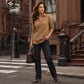 🧶 Textured Comfort | Women's Waffle-Knit Collared Long-Sleeve Top