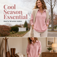 🧶 Textured Comfort | Women's Waffle-Knit Collared Long-Sleeve Top