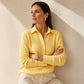 🧶 Textured Comfort | Women's Waffle-Knit Collared Long-Sleeve Top
