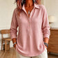 🧶 Textured Comfort | Women's Waffle-Knit Collared Long-Sleeve Top