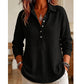 🧶 Textured Comfort | Women's Waffle-Knit Collared Long-Sleeve Top