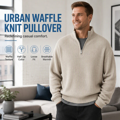 🧶 Waffle Comfort, Easy Layers | Men's Relaxed Half-Zip Sweatshirt