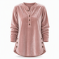 ✨ Velvet Drape, Easy Comfort | Women's Button V-Neck Side-Split Top