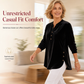 ✨ Velvet Drape, Easy Comfort | Women's Button V-Neck Side-Split Top