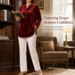 ✨ Velvet Drape, Easy Comfort | Women's Button V-Neck Side-Split Top
