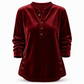 ✨ Velvet Drape, Easy Comfort | Women's Button V-Neck Side-Split Top