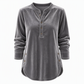 ✨ Velvet Drape, Easy Comfort | Women's Button V-Neck Side-Split Top